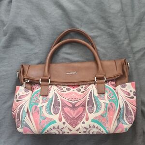 Desigual Pink and Brown Patterned Satchel